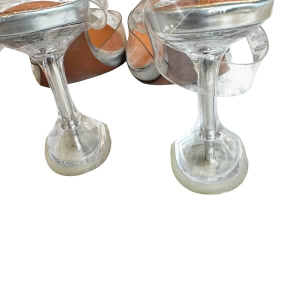 Amina Muaddi Women's Rosie Glass Sling Transparent PVC Shoes Heels Size 7 Flawed - Picture 12 of 13